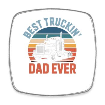 Best Truckin' Dad Ever Vatertag LKW - Viereckiger Kühlschrankmagnet - Weiß - Vorne
