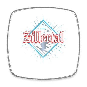 Zillertal in Tirol Österreich Skifahrer Souvenir - Viereckiger Kühlschrankmagnet - Weiß - Vorne