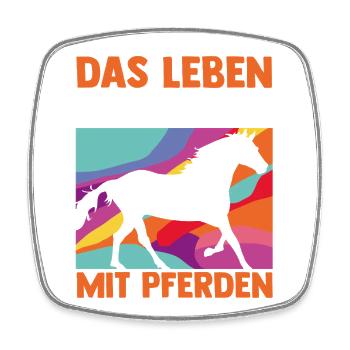 Reiten Pferdeliebhaber Reiterhof Pferde - Viereckiger Kühlschrankmagnet - Weiß - Vorne