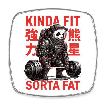 Kinda Fit Sorta Fat Panda Gewichtheben - Viereckiger Kühlschrankmagnet - Weiß - Vorne