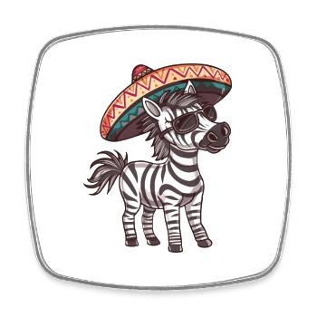 Zebra Comic Lustig Sombrero - Viereckiger Kühlschrankmagnet - Weiß - Vorne