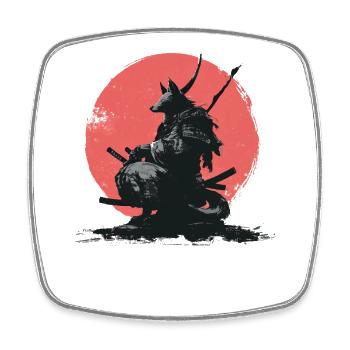 Wolf-Samurai auf Red Sun - Viereckiger Kühlschrankmagnet - Weiß - Vorne