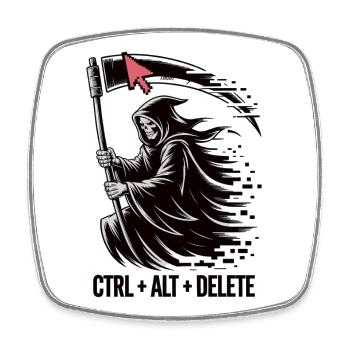 Ctrl Alt Delete Shirt mit Sensenmann - Gamer Shirt - Viereckiger Kühlschrankmagnet - Weiß - Vorne