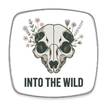 T-shirt Wilderness avec un crâne fleuri - Magnet carré - blanc - Devant