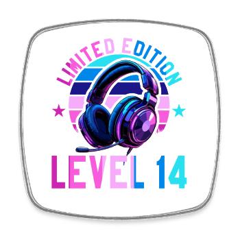 14. Geburtstag Junge Mädchen Gaming Level 14 Jahre - Viereckiger Kühlschrankmagnet - Weiß - Vorne