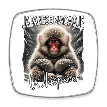 Japanese Macaque Whisperer - Square fridge magnet - white - Front