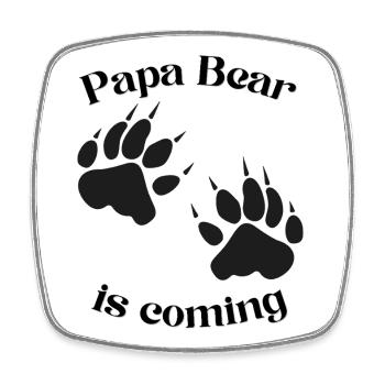 Papa Bear Paw Print – Family Dad Shirt - Viereckiger Kühlschrankmagnet - Weiß - Vorne