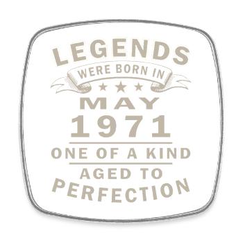 May 1971 – May 1971 - Square fridge magnet - white - Front