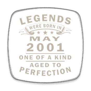 Vintage Mai 2001 Geburtstag - Viereckiger Kühlschrankmagnet - Weiß - Vorne