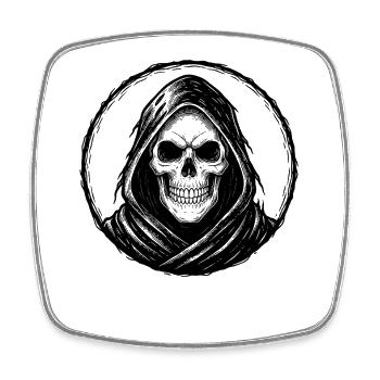 Moto Biker V-Twin Moteur Skull Skull Rocker - Magnet carré - blanc - Devant