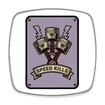 Moto Biker V-Twin Moteur Skull Skull Rocker - Magnet carré - blanc - Devant