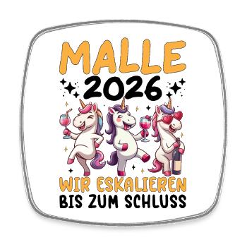 Malle 2026 Wir Eskalieren Einhorn Party Urlaub - Viereckiger Kühlschrankmagnet - Weiß - Vorne