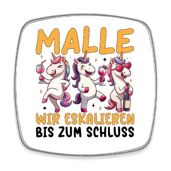 Malle Wir Eskalieren Einhorn Party Urlaub - Viereckiger Kühlschrankmagnet - Weiß - Vorne
