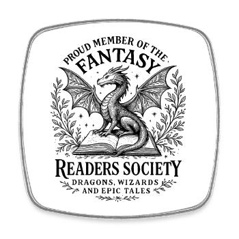Fantasy Readership Dragons and Mages Readers - Square fridge magnet - white - Front