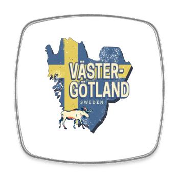 Västergötland in Schweden Retro Provinz Souvenir - Viereckiger Kühlschrankmagnet - Weiß - Vorne