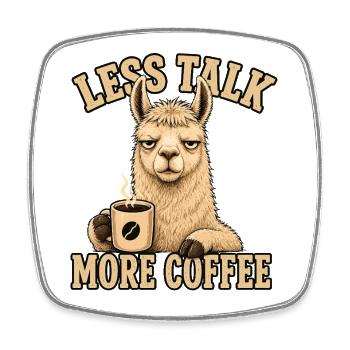 Lama Chemise Moins Parler Plus Café - Magnet carré - blanc - Devant