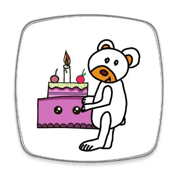Teddy Teddy Teddy Bear, Gâteau d’ours en peluche Anniversaire des enfants de Kawaii - Magnet carré - blanc - Devant