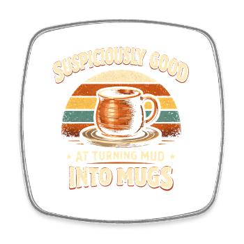 Mud Becomes Cup | Pottery - Square fridge magnet - white - Front