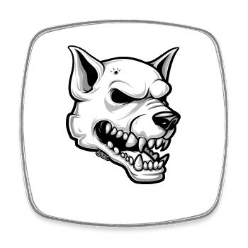 Night fangs Skullhound Dog - Square fridge magnet - white - Front