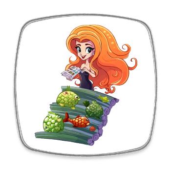 Mermaid at the Logfisch stage - Square fridge magnet - white - Front