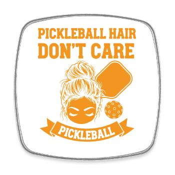 Pickleball Hair Don't Care lustiger Spieler Pickle Ball - Viereckiger Kühlschrankmagnet - Weiß - Vorne