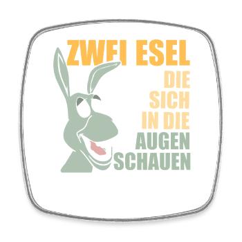 Zwei Esel die sich in die Augen schauen - Viereckiger Kühlschrankmagnet - Weiß - Vorne