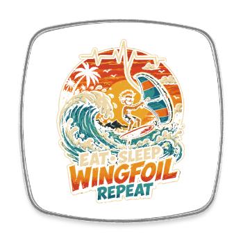 Wingfoil Wellenfahrer Sunset - Viereckiger Kühlschrankmagnet - Weiß - Vorne