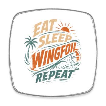Eat Sleep Wingfoil Repeat Surfdesign - Viereckiger Kühlschrankmagnet - Weiß - Vorne