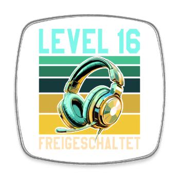 16. Geburtstag Junge Mädchen Gamer Level 16 Jahre - Viereckiger Kühlschrankmagnet - Weiß - Vorne