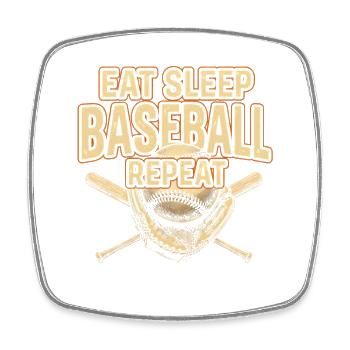 Eat Sleep Baseball Repeat - Viereckiger Kühlschrankmagnet - Weiß - Vorne
