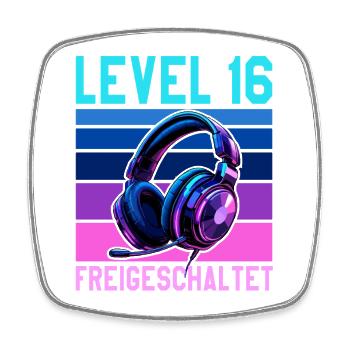 16. Geburtstag Junge Mädchen Gamer Level 16 Jahre - Viereckiger Kühlschrankmagnet - Weiß - Vorne