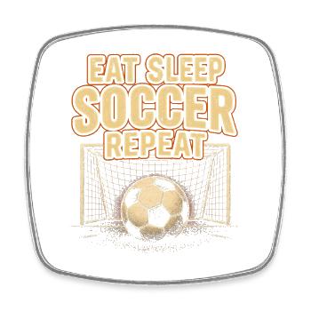 Football Routine Eating Sleeping Repeat - Square fridge magnet - white - Front