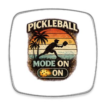Pickleball Modus An Retro Sunset - Viereckiger Kühlschrankmagnet - Weiß - Vorne