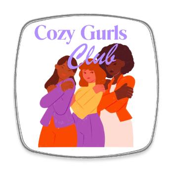 Cozy Girls Club Warm Aesthetic Girl Power - Viereckiger Kühlschrankmagnet - Weiß - Vorne