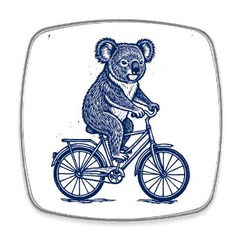 Koala auf Fahrrad Vintage Tier Illustration - Viereckiger Kühlschrankmagnet - Weiß - Vorne