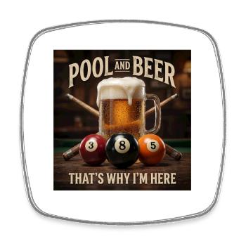 Lustiges 8-Ball-Billard-Bier Deshalb bin ich hier - Viereckiger Kühlschrankmagnet - Weiß - Vorne