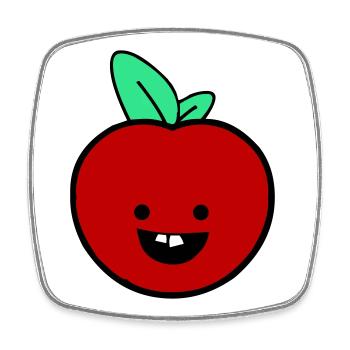 Fröhlicher Apfel  - Viereckiger Kühlschrankmagnet - Weiß - Vorne
