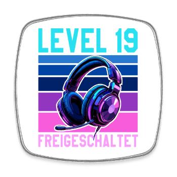 19. Geburtstag Junge Mädchen Gamer Level 19 - Viereckiger Kühlschrankmagnet - Weiß - Vorne