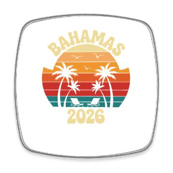 Bahamas 2026 Retro Sunset - Square fridge magnet - white - Front