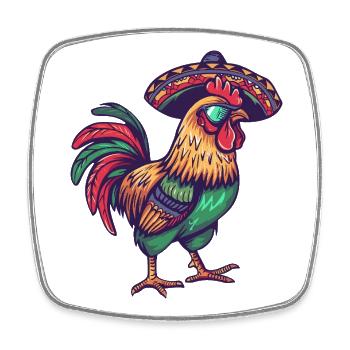 Sombrero drôle comique de coq - Magnet carré - blanc - Devant