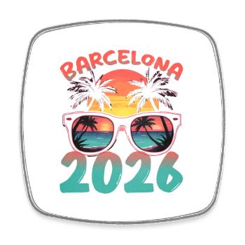 Barcelona 2026 - Viereckiger Kühlschrankmagnet - Weiß - Vorne