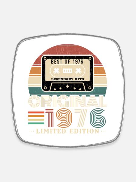 1976 Vintage Retro Geburtstagsgeschenk - Viereckiger Kühlschrankmagnet - Weiß