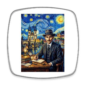 Franz Kafka Sternennacht - Viereckiger Kühlschrankmagnet - Weiß - Vorne