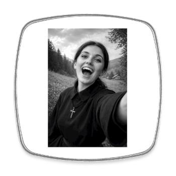 Portrait selfie de Sainte Gemma Galgani - Magnet carré - blanc - Devant