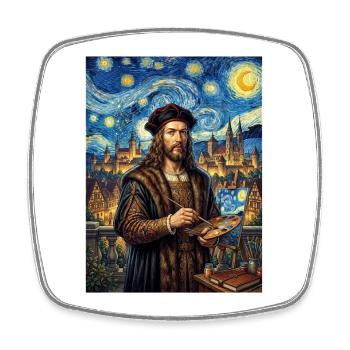 Albrecht Durer Sternennacht - Viereckiger Kühlschrankmagnet - Weiß - Vorne