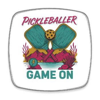 Jeu de pickleball Pickleball sur Joueur drôle - Magnet carré - blanc - Devant