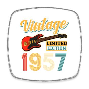 Vintage 1957 Electric Guitar Limited Edition Art - Square fridge magnet - white - Front