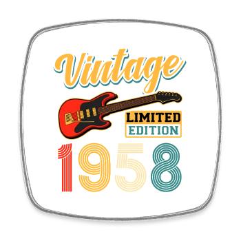 Vintage 1958 Electric Guitar Limited Edition Art - Viereckiger Kühlschrankmagnet - Weiß - Vorne