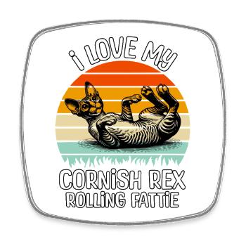 Lustige Cornish Rexkatze - Viereckiger Kühlschrankmagnet - Weiß - Vorne