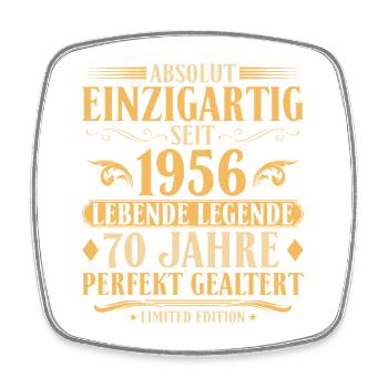 Einzigartig seit 1956 Baujahr 70. Geburtstag - Viereckiger Kühlschrankmagnet - Weiß - Vorne